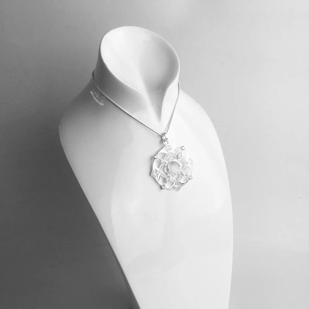 Подвеска корона чакра Лотос, Новая мода Бохо ювелирные изделия трендовые 925 пробы серебро кубический цирконий подарок для женщин подходит ожерелье