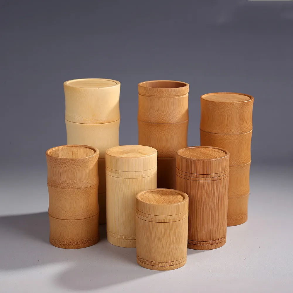 Carbonized bamboo tea jar Coffee Box sealed canister pure bamboo cup