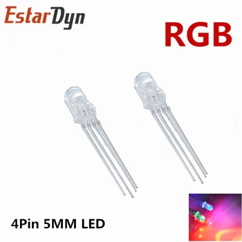 

100PCS 5mm full-color LED RGB red/green/blue Common Cathode/Anode Four feet transparent highlight color light 5mm diode colorful