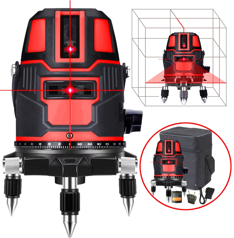 

Super Red Laser 360 Degrees Rotary Level 5 Lines 6 Points Outdoor 635nm Corss Line Lazer Level Points Level Tilt Function