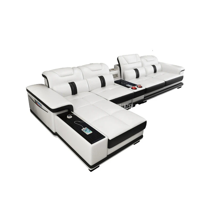 1 Ensemble 4 Siege Premiere Couche En Cuir Veritable Salon Canape