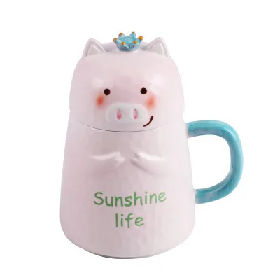 

2019 New Mug Three-dimensional Embossed Cartoon Pink Pig Ceramic Cup Large Capacity Creative Cute Teacup