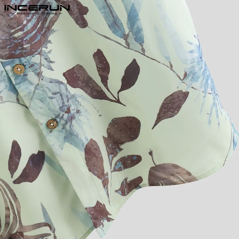 INCERUN Мужская Гавайская пляжная рубашка с короткими рукавами и лацканами на шее Повседневная приталенная свободная уличная рубашка 2019 Camisa