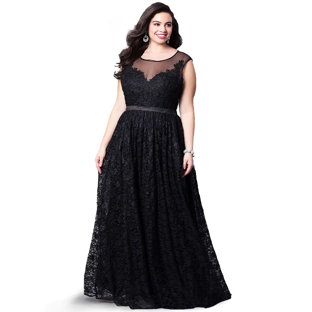 Autumn Women Plus Size Off Shoulder Lace Long Maxi Dress Sexy Evening Party Night Club Sleeveless A-Line Dresses Black Dresses
