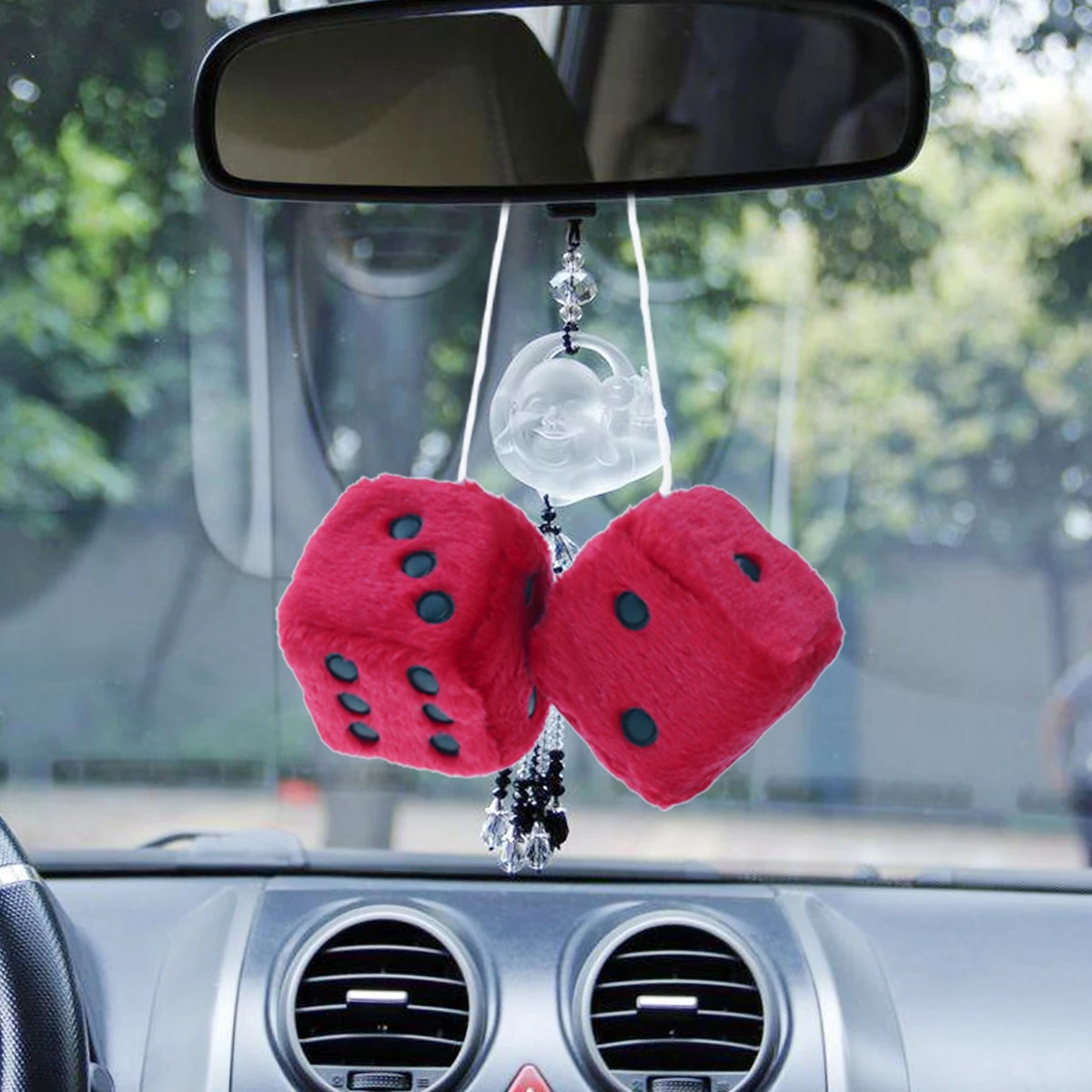 1 Pair Large Red 3 Inch Plush Fuzzy Soft Dice Great for Hanging on Rearview Car Mirror