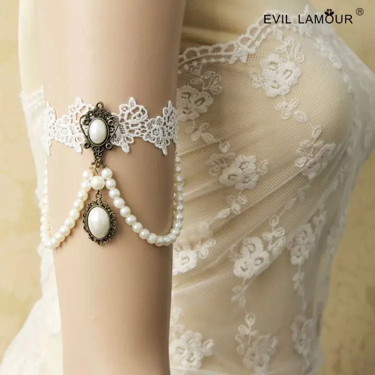 Exaggerated Vintage imitated pearl Arm Chain for club Armlets for Body