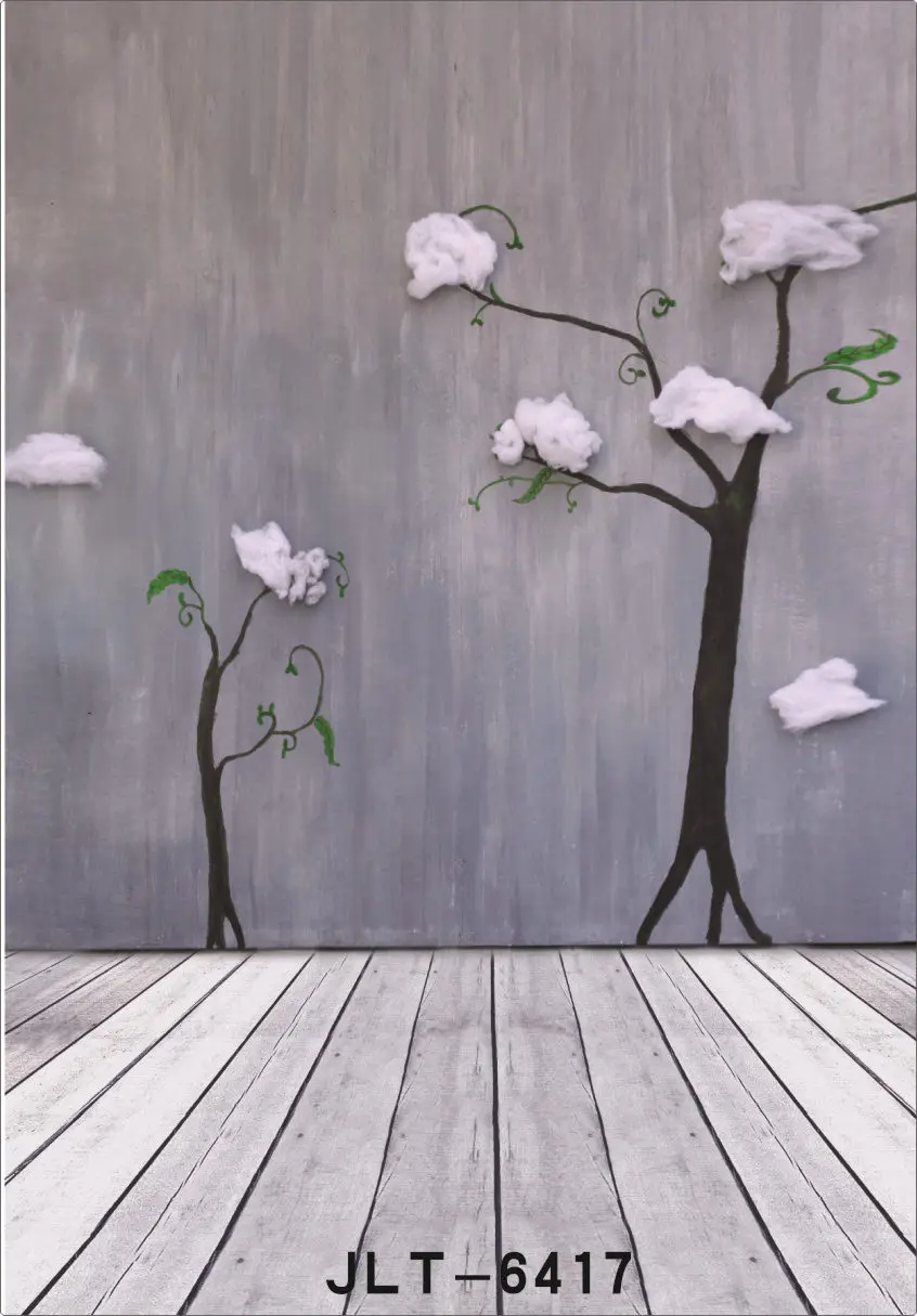 

Vinyl Photography Background for Photo Shoots Tree Painting Wooden Floor Children Wedding Photographic Backdrop for Photo Studio
