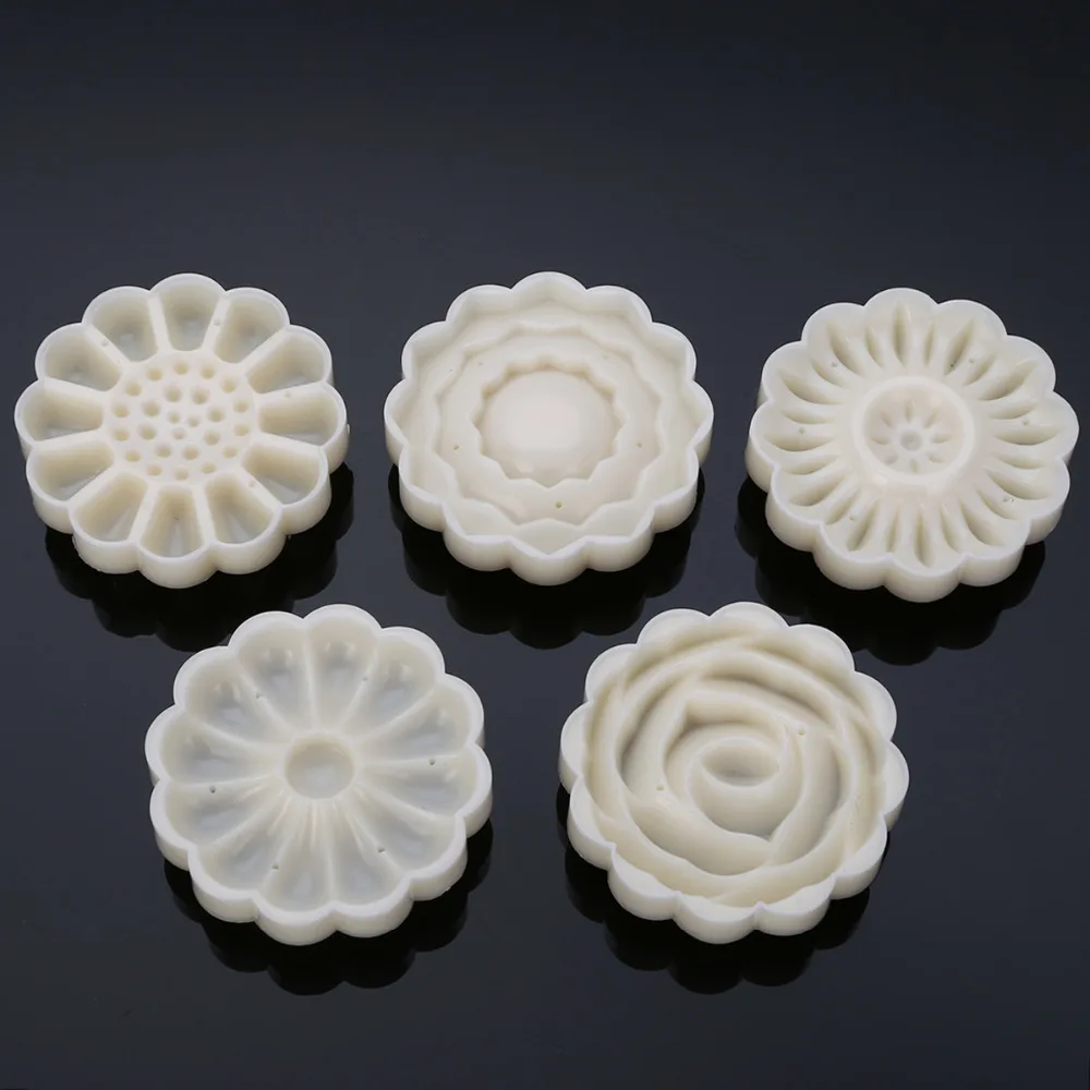 50 г 3D цветок розы Mooncake плесень 1 бочка+ 6 штампов набор ручного давления помадка луна торт форма для выпечки, Сделай Сам аксессуары