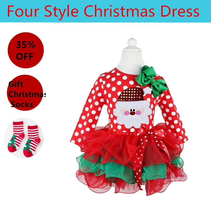 

kid Girls Ploks Dot Dresses Christmas Costume For Toddler Girls 2 3 4 5 6 Years Clothes Children Party Dresses Pageant Vestidos