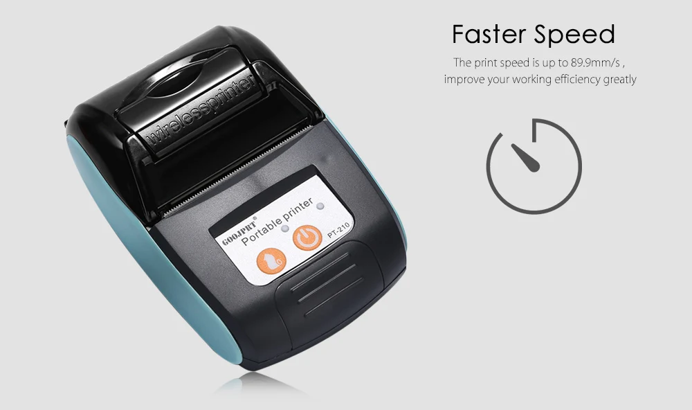 GOOJPRT PT-210 58 мм Bluetooth термопринтер портативный беспроводной чековый аппарат для Windows Android iOS