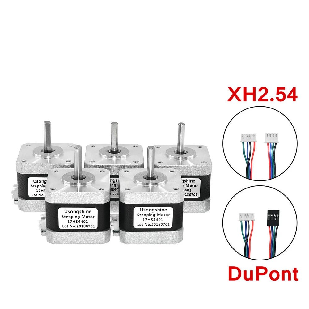 5 шт. 4-свинец Nema17 шаговый двигатель ЧПУ шагового двигателя 42 двигатель Европейский сертификат соответствия Нема 17(Национальная ассоциация владельцев электротехнических предприятий) двигатель 42bygh 1.5A 17HS4401 для CR10 3D-принтеры ЧПУ XYZ