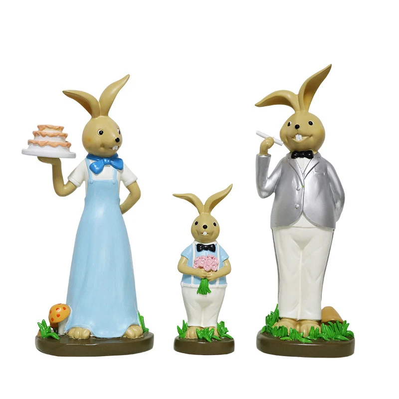 

3Pcs Table Ornament Fashionable Handmade Cute Resin Rabbit Home Ornament Home Decor Resin Animal Rabbit Figurine Accessories Toy