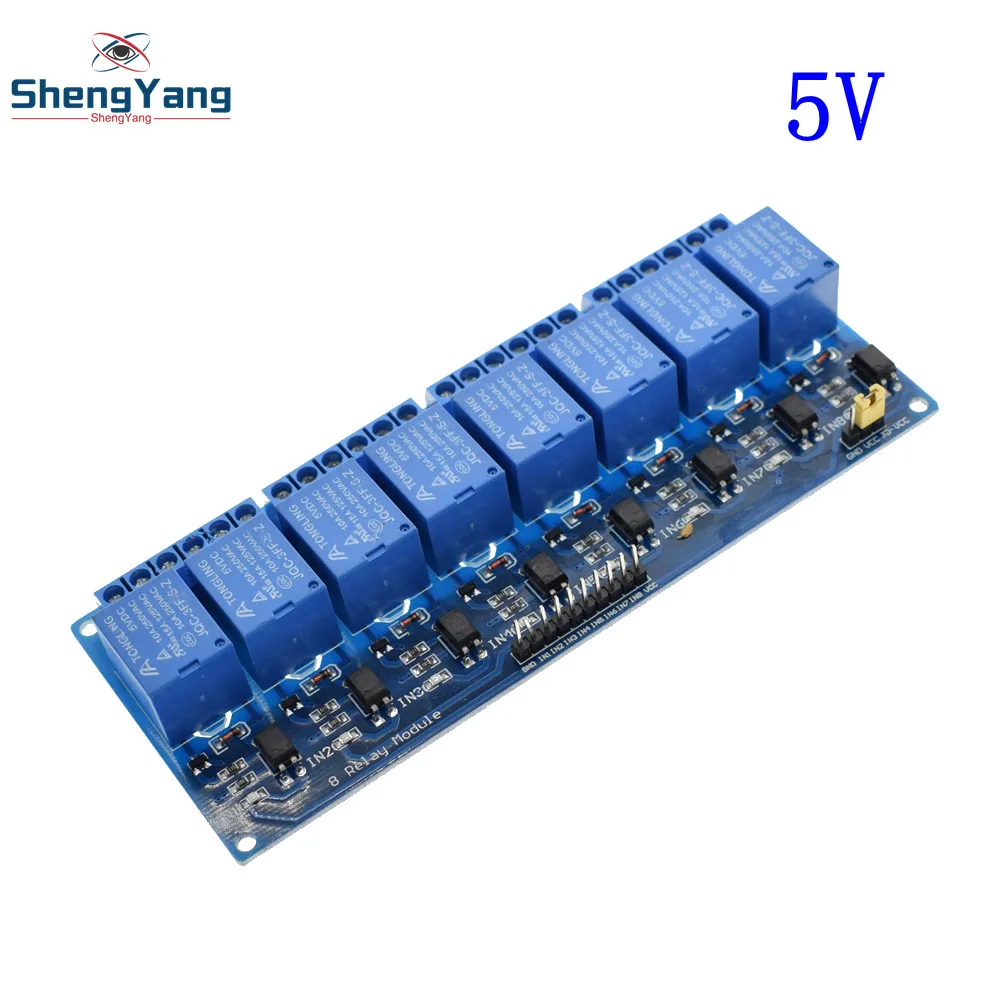 1 шт. ShengYang 5 в 12 В 24 В 1 2 4 8 канальный релейный модуль с оптроном релейный выход 1 2 4 8 способ релейный модуль для arduino diy - Цвет: 5V 8 channel