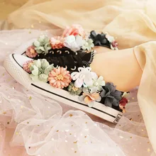 Летняя женская парусиновая обувь на плоской подошве уличная прогулочная обувь женская дышащая повседневная обувь со шнуровкой и цветами женские кроссовки SS59