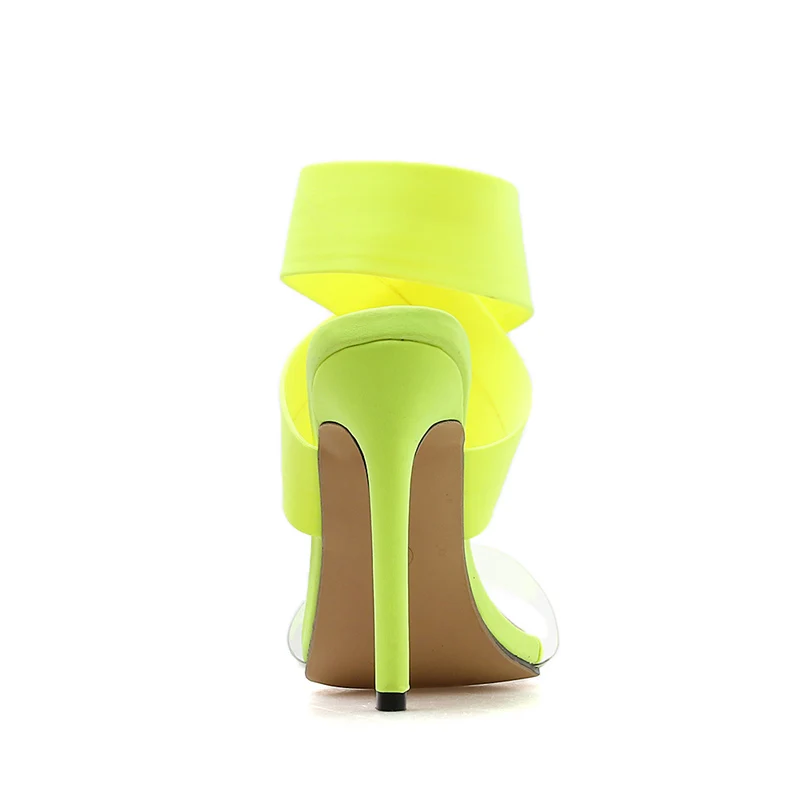 Г., летние пикантные женские босоножки неонового и желтого цвета женские туфли-Фетиш на высоком каблуке 11,5 см с эластичным поперечным Ремешком для стриптиза женские туфли-лодочки YFD-157