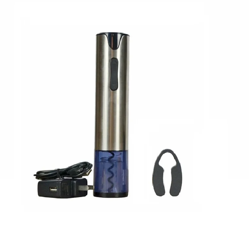 Hight Quality Rechargeable Electric Powered Wine Push button Corkscrew Bottle Opener with Foil cutter Stainless steel