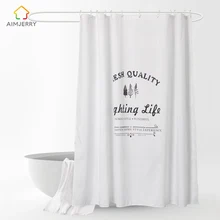 Aimjerry White Shower Curtain Fabric Waterproof Mildewproof Modern bathtub Bathroom Curtain With 12 Hooks Custom 71*71 inch 060