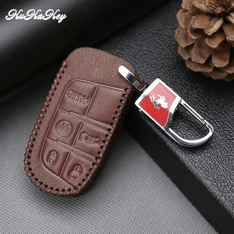 KUKAKEY чехол для автомобильного ключа из натуральной кожи Jeep Wrangler Patriot Grand Cherokee Compass