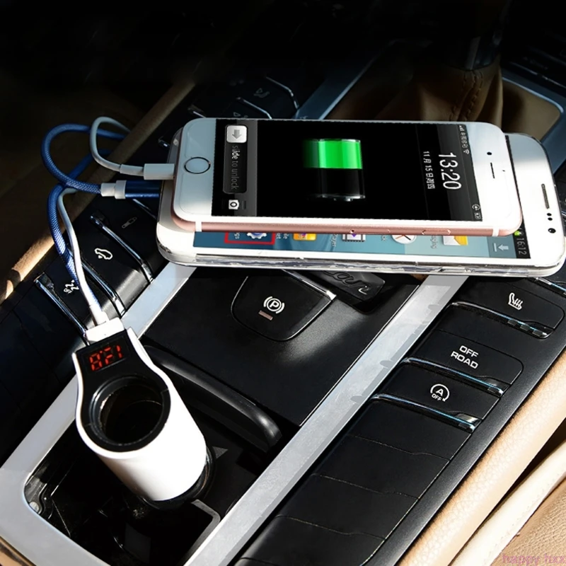 Двойной USB Автомобильное зарядное устройство Прикуриватель разъем светодиодный вольтметр адаптер амперметра