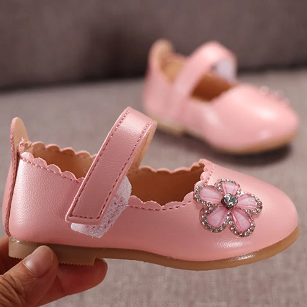 

Infant Kids Baby Girls Elegant Crystal Flower Single Princess Casual Shoes Toddler Girls Shoes For Girls Leather Shoes 2019