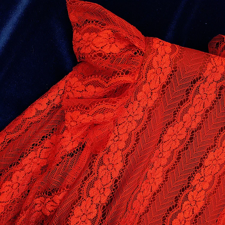 Элегантный Для женщин красные, черные кружевные платья 2018 Лето с длинным рукавом Алмазный бисера оборками платья женские пикантные