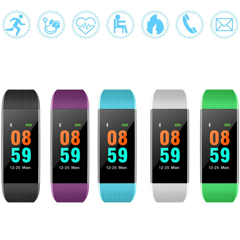 Heart Rate Smart Fitness Bracelet Blood pressure measurement Color Screen Activity Tracker Band as mi band 3 nfc F1 xaomi | Электроника