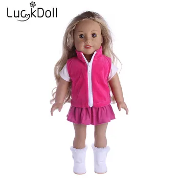 

Pink Jacket+Bow-Knot Shirt+Skirt Fit 18 Inch American&43 CM Baby Doll Clothes Accessories,Girl's Toys,Generation,Birthday Gift