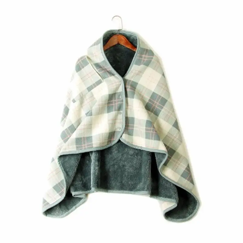 Модное клетчатое Фланелевое+ Флисовое одеяло, теплое одеяло-шаль для ленивых шоу с кнопкой, для дома, офиса, ног, колена, вязаное полотенце, пончо