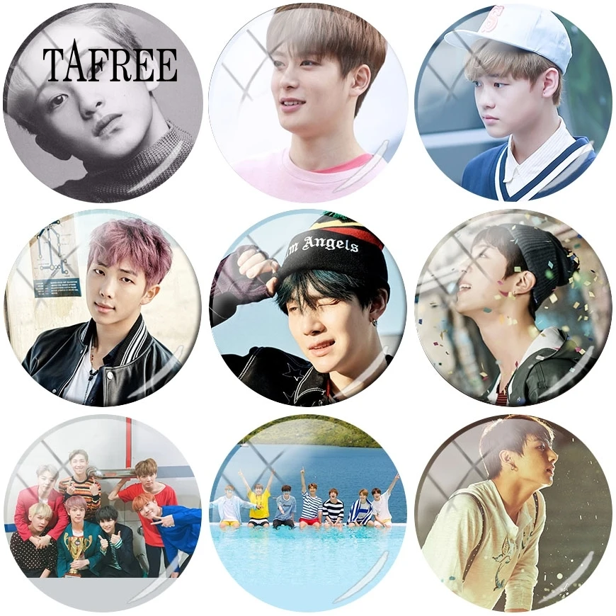 

TAFREE Handmade BTS Art Photo Flatback Cameo Glass Cabochons Pattern Domed Jewelry Accessories Supplies 12-20mm