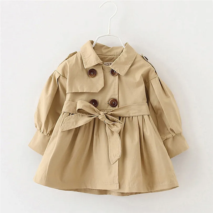 2019 new cute Toddler Infant Baby Boys Girls Solid Belt Bottons Trench Wind Coat Tops Outfits fashion design  (13)