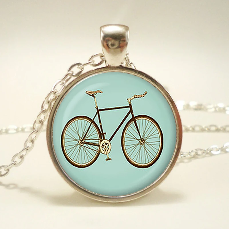 "Vintage Blue Bicycle pendant. Bicycle Necklace. Bicycle jewelry