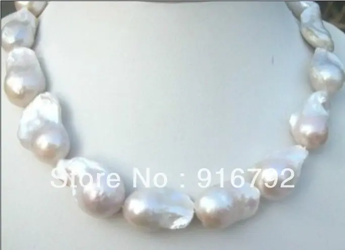 

free shipping >>>>> CLASSIC RAHE HUGE 20-24MM SOUTH SEA WHITE BAROQUE PEARL NECKLACE18
