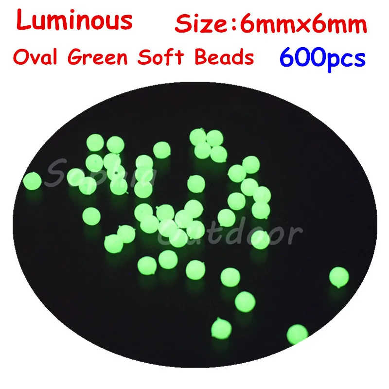 

600pcs 6mm Round Premium Quality Luminous Soft Fishing Beads Glow Green
