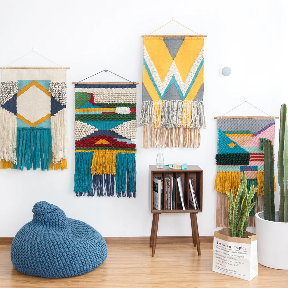 Шерсть ковер ручной работы геометрический индийский ковер-гобелен в клетку полосатый современный дизайн килим скандинавский стиль