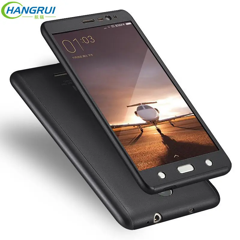 Hangrui 360 Degree Full Protection Phone Case For Xiaomi Redmi Note 3 Hard PC Protective Case For Xiaomi note 5 Coque With Glass