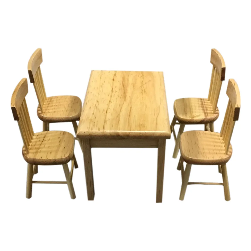 1:12 Dollhouse Miniature Furniture Wooden color Dining Table Chair Set Kitchen Doll house decoration Kids Toy Miniature C604 1:12 Dollhouse Miniature Furniture Wooden color Dining Table Chair Set Kitchen Doll house decoration Kids Toy Miniature C604