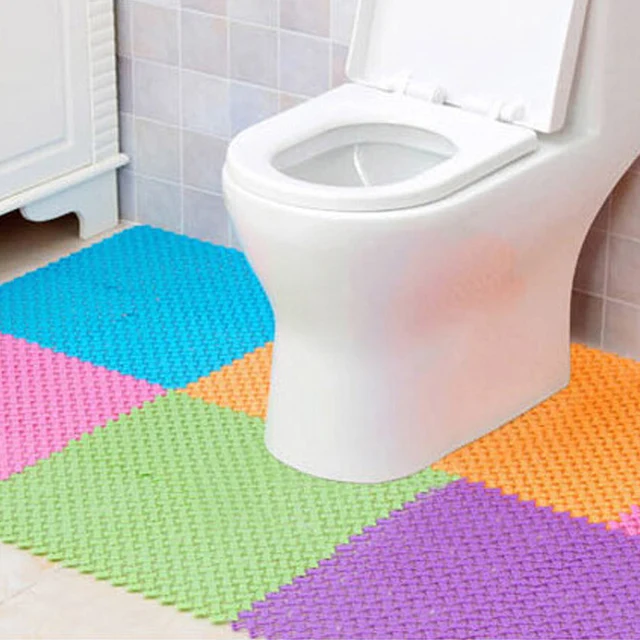 2 pcs Non slip toilette tapis de sol salle de bain tapis de bain en plastique wc tapis tapete de