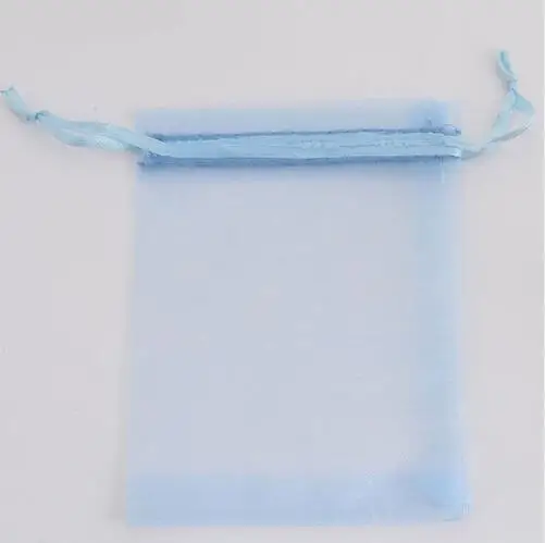 Lake blue 100 шт./лот, 7x9 9x12 10x15 13x18 см сумки из органзы с затяжкой, Свадебные Рождественские подарочные сумки, упаковка из органзы для украшений, сумки и сумки - Цвет: Lake blue