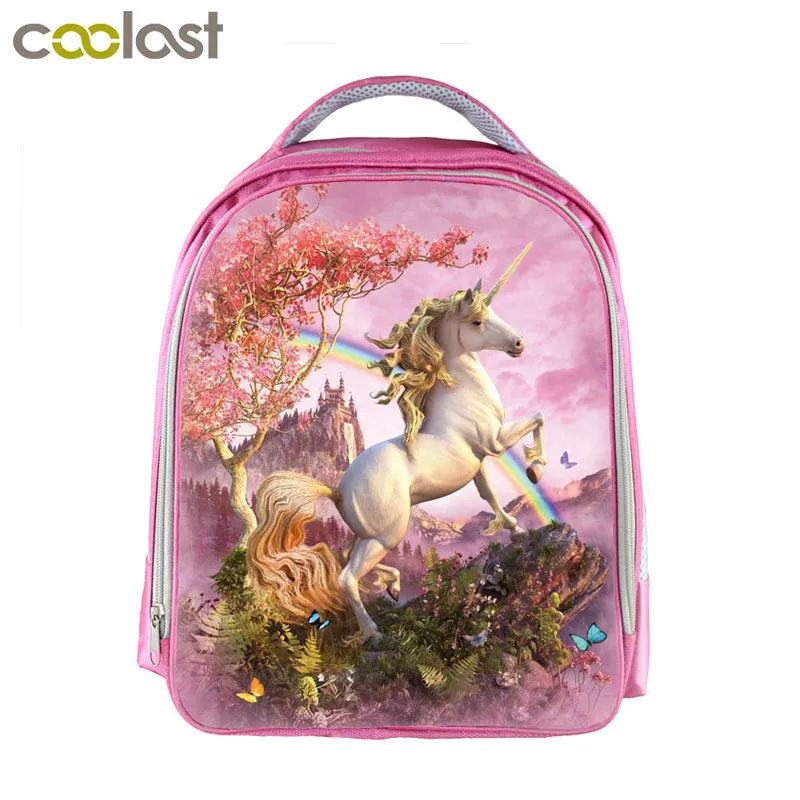 يونيكورن على ظهره للفتيات الفتيان الحيوان حقيبة cartable الشقي الأطفال الحقائب المدرسية Kawaii mochila الصغار الكرتون رياض الأطفال حقيبة