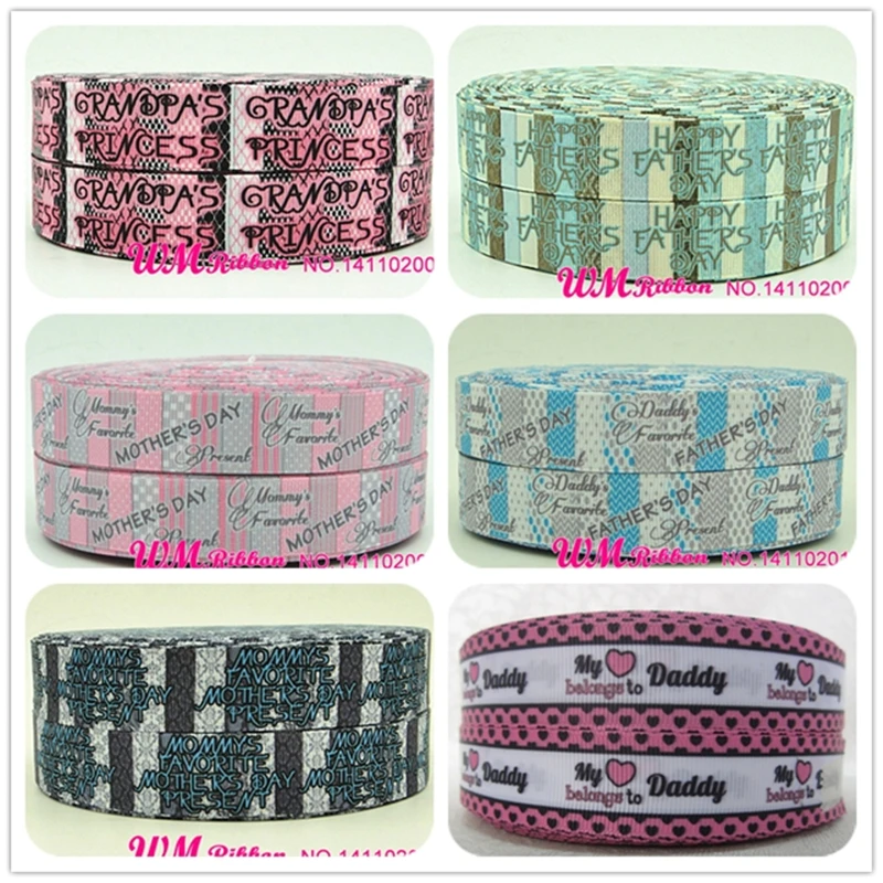 Q&ampN ribbon 7/8inch 22mm Mother and Father Day printed grosgrain 50yds/roll free shipping for hair bows or accessory | Дом и сад