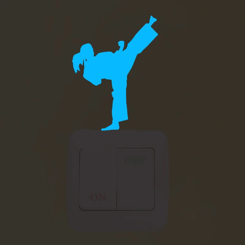 

New 3D wall stickers for kids rooms blue Kungfu Luminous Sticker glow in the dark wall stickers bedroom home decor living room