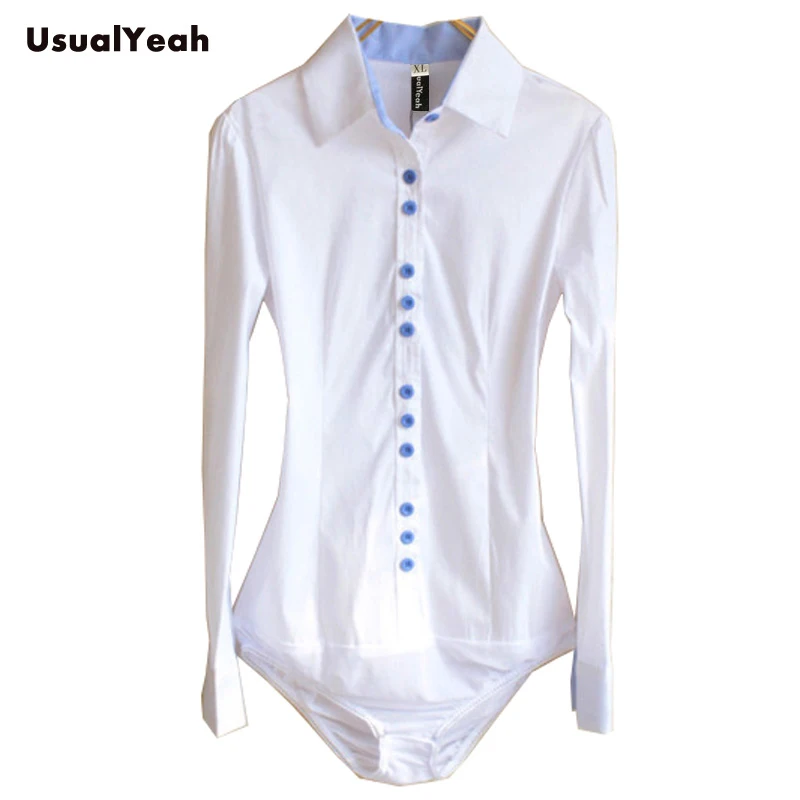 New Lady fashion long sleeve solid OL button shirt turn down collar patchwork body blouse shirts women SY0175 white blue 3