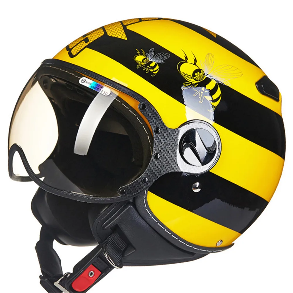 

Bees Motorcycle Helmet Chopper Open Face Vintage Helmet 210c5 Moto Casque Casco motocicleta Capacete Pilot Men Women Helmets