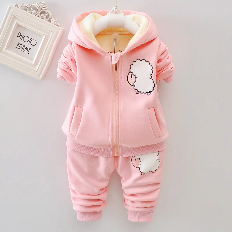 pink 2pcs Рождественский осенний теплый жилет для маленьких мальчиков и девочек+ толстовка+ штаны, детский спортивный костюм из 3 предметов одежда для малышей W168 - Цвет: pink 2pcs