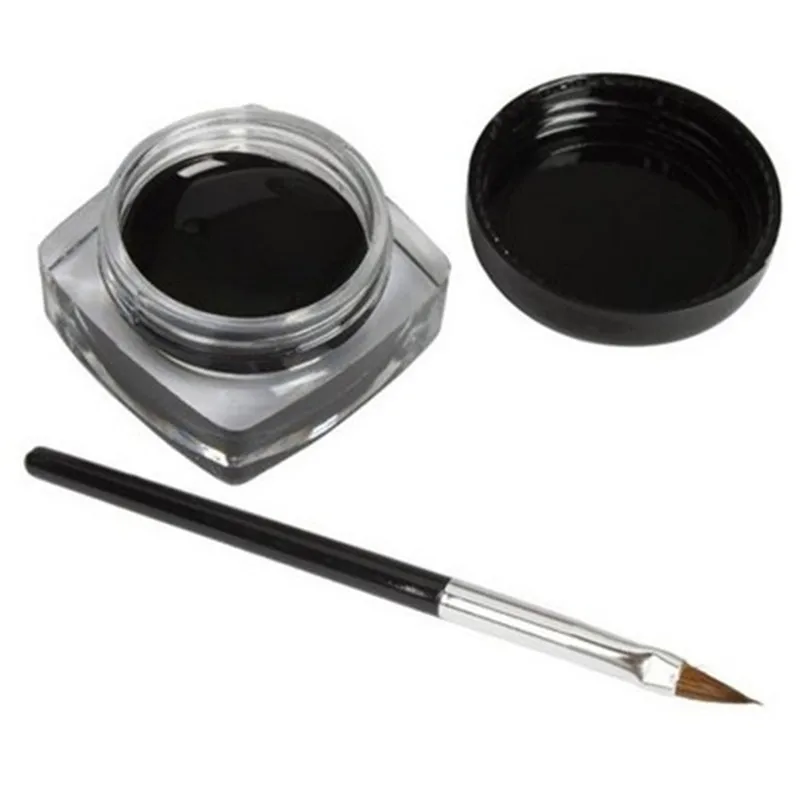 

Fashion Cosmetic Waterproof Eye Liner Pencil Make Up Black Liquid Eyeliner Shadow Gel Makeup + Brush Black Maquiagem