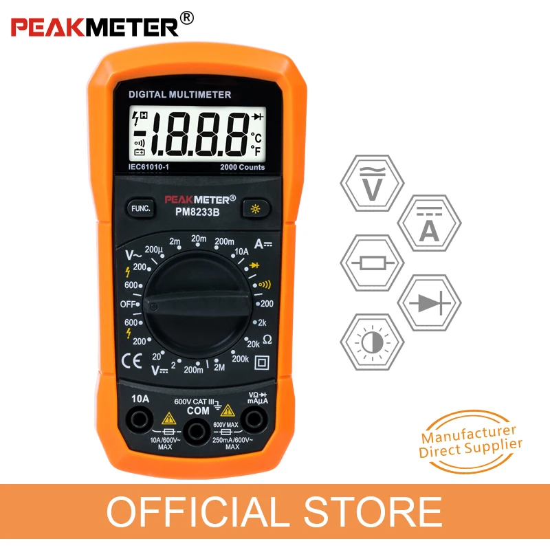 PEAKMETER Лучшая цена карманный размер прозрачный ЖК-дисплей AC DC 2000 отсчетов Ручной