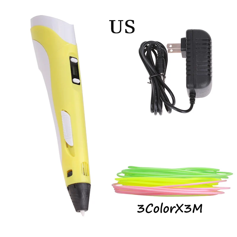 Rovtop 3D печатная Ручка DIY 3D Ручка красочная креативная игрушка подарок для детей дизайн рисунок 3D печать Ручка накаливания - Цвет: US yellow