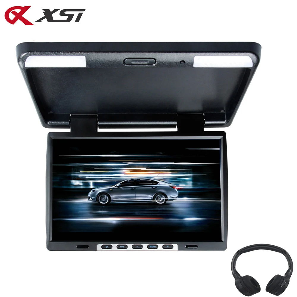 

XST 15.4 Inch Car Roof Mount Monitor Flip Down 1024x760 TFT LCD MP5 Player IR Transmitter Adjustable View Screen Dome LED Light