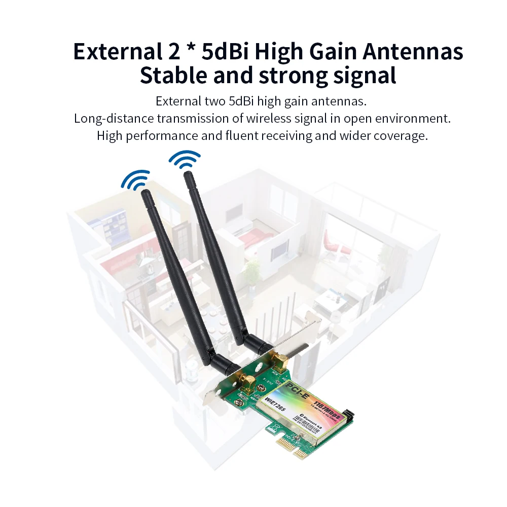 Wi-Fi карты AC 1200 Мбит/с BT4.0 Беспроводной PCIe сетевая карта 5,8 ГГц/2,4 ГГц Dual Band PCI Express сетевой карты