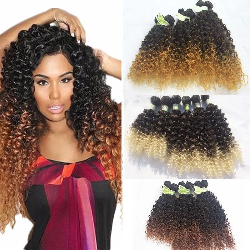 FREE SHIPPING false hair with multy colors! synthetic hair extension kinky curly weave blond